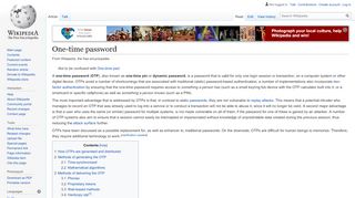 
                            8. One-time password - Wikipedia