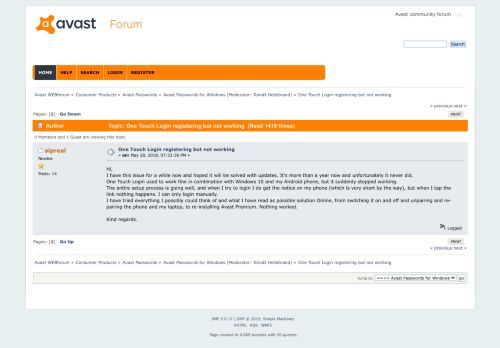 
                            4. One Touch Login registering but not working - Avast WEBforum