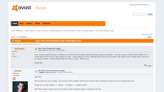 
                            12. One Touch Password LogIn - Avast WEBforum