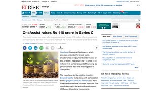 
                            5. OneAssist raises Rs 118 crore in Series C - The Economic ...