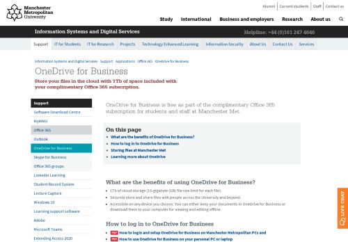
                            10. OneDrive for Business · Manchester Metropolitan University