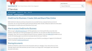 
                            11. OneDrive for Business | Office 365 | IT Services | University of Warwick