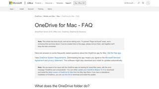 
                            2. OneDrive for Mac - FAQ - OneDrive - Office Support - Office 365