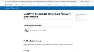 
                            3. OneDrive, Messenger & Hotmail: Passwort zurücksetzen