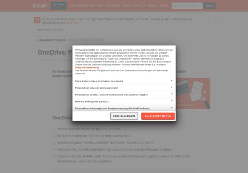 
                            5. OneDrive: Passwort ändern - CHIP