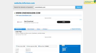 
                            8. oneindiasim.com at WI. Login Page - Website Informer