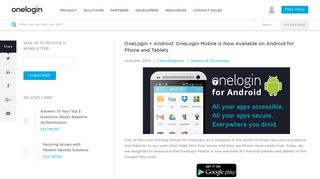 
                            3. OneLogin + Android: OneLogin Mobile is Now Available on Android ...