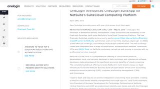 
                            12. OneLogin Announces OneLogin SuiteApp for NetSuite's SuiteCloud ...