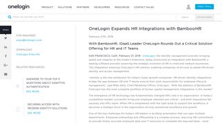 
                            11. OneLogin Expands HR Integrations with BambooHR - OneLogin