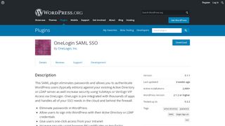
                            6. OneLogin SAML SSO | WordPress.org