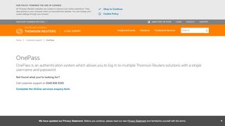 
                            10. OnePass - Thomson Reuters' single sign on | UK Legal Solutions ...