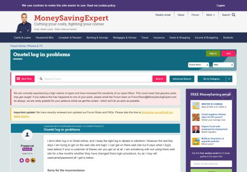 
                            5. Onetel log in problems - MoneySavingExpert.com Forums