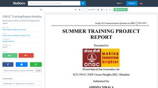 
                            10. ONGC Training Report Amisha - OECS 231: Data Cmnctns/Ntwrk Ii ...