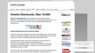 
                            11. Onleihe Oberlausitz: Über 10.000! | Görlitzer Anzeiger