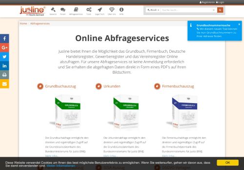 
                            6. Online Abfrageservices, Grundbuch, Firmenbuch ... - Jusline