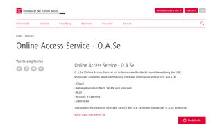 
                            2. Online Access Service - OASe - Universität der Künste Berlin