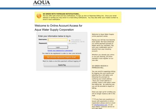 
                            4. Online Account Access for Aqua Water Supply Corporation
