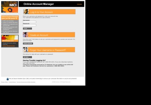 
                            5. ONLINE ACCOUNT MANAGER LOG IN - MCI