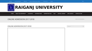 
                            3. ONLINE ADMISSION 2017-2018 - Raiganj University