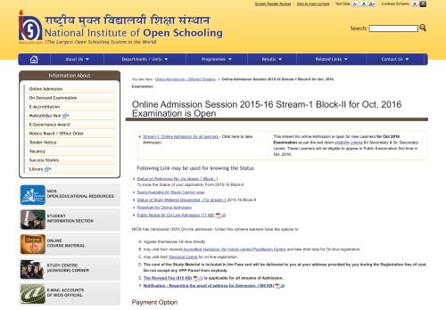 
                            1. Online Admission Session 2014-15 Stream-1 Block-I for April 2015 ...