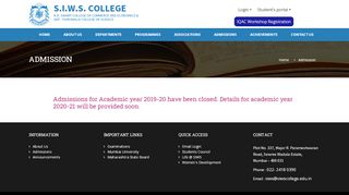 
                            1. Online Admissions 2018-19 - SIWS College | Home