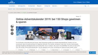 
                            9. Online-Adventskalender 2018: Bei 150 Shops gewinnen ... - Sparwelt