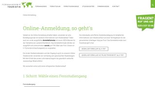 
                            2. Online-Anmeldung | FernAkademie Touristik