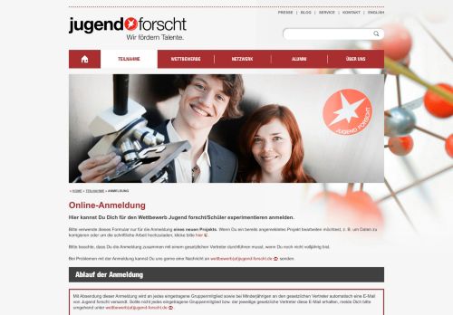 
                            7. Online-Anmeldung - Stiftung Jugend forscht e. V.