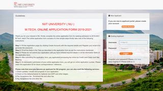 
                            2. Online Applicant Portal - NIIT University