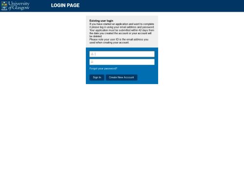 
                            10. Online Application - Application Login - University of Glasgow