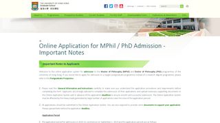 
                            7. Online Application for Admission - HKU Graduate School