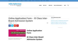 
                            9. Online Application Form - XI Class Inter-Board Admission System