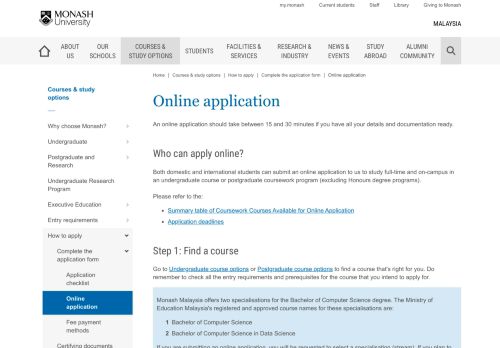 
                            4. Online application - Monash University Malaysia