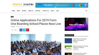 
                            9. Online Applications For 2019 Form One Boarding School Places Now ...