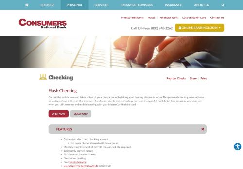
                            6. Online Banking Account | Checking Account - Consumers National Bank