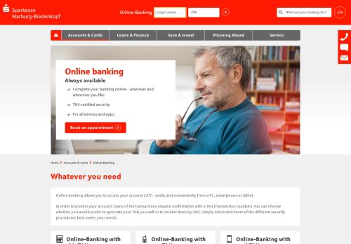 
                            3. Online-Banking - Always available - Sparkasse Marburg-Biedenkopf