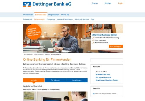 
                            3. Online-Banking Firmenkunden - Dettinger Bank eG