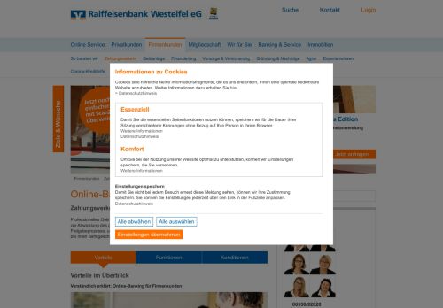 
                            8. Online-Banking Firmenkunden - Raiffeisenbank Westeifel eG