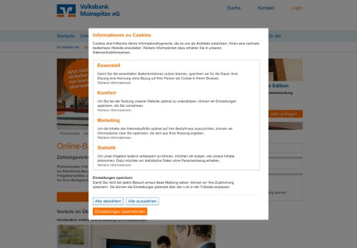 
                            3. Online-Banking Firmenkunden - Volksbank Mainspitze eG