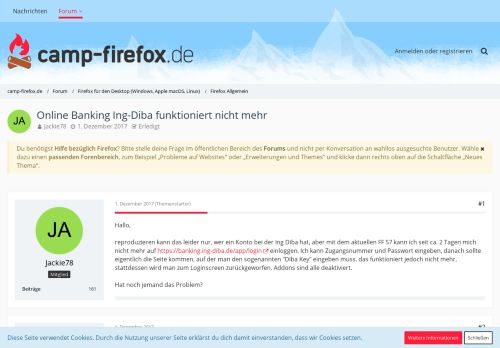 
                            12. Online Banking Ing-Diba funktioniert nicht mehr - Camp Firefox