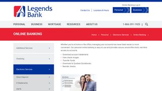 
                            10. Online Banking - Legends Bank