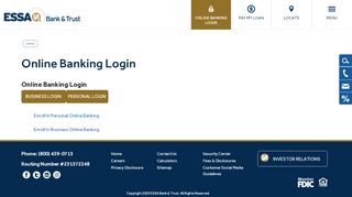 
                            1. Online Banking Login - ESSA Bank & Trust