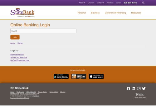 
                            1. Online Banking Login - KS StateBank