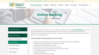 
                            12. Online Banking - Members Plus Credit Union