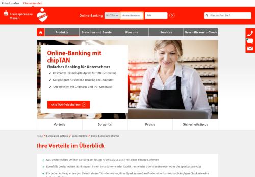 
                            8. Online-Banking mit chipTAN für Unternehmer | Kreissparkasse Mayen