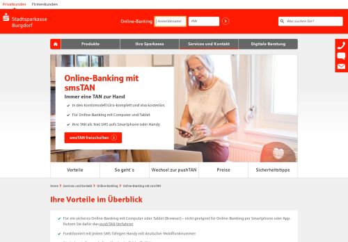 
                            10. Online-Banking mit smsTAN | Stadtsparkasse Burgdorf