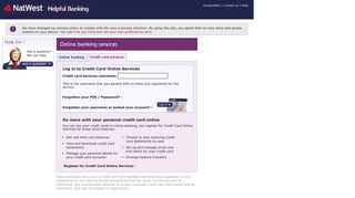 
                            1. Online banking services - Log in to Credit Card Online ... - NatWest