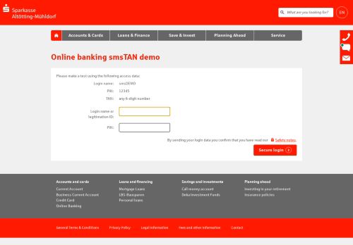 
                            13. Online banking smsTAN demo - Sparkasse Altötting-Mühldorf