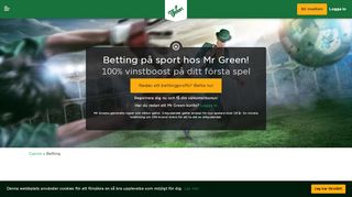 
                            1. Online Betting & Odds | Få 100% vinstboost hos Mr Green Sport