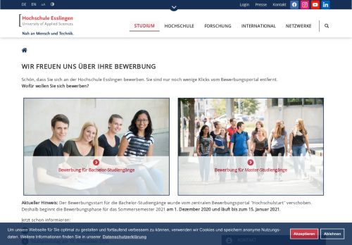 
                            5. Online bewerben - Hochschule Esslingen